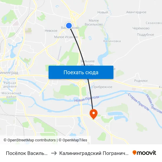 Посёлок Васильково-2 (В Центр) to Калининградский Пограничный Институт Фсб России map
