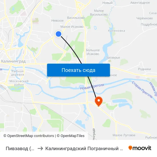 Пивзавод (В Центр) to Калининградский Пограничный Институт Фсб России map
