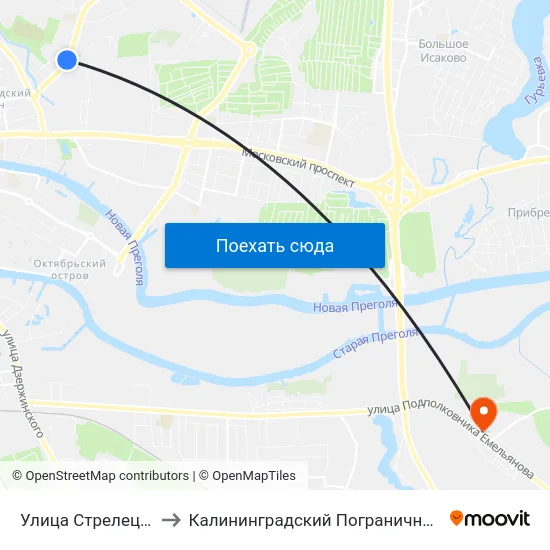Улица Стрелецкая (В Центр) to Калининградский Пограничный Институт Фсб России map