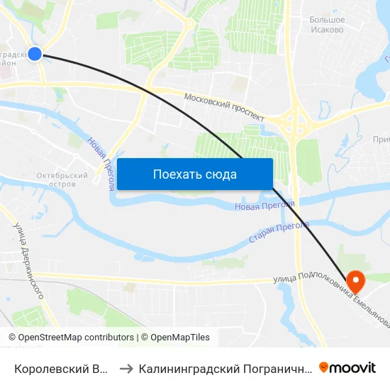 Королевский Ворота (В Центр) to Калининградский Пограничный Институт Фсб России map