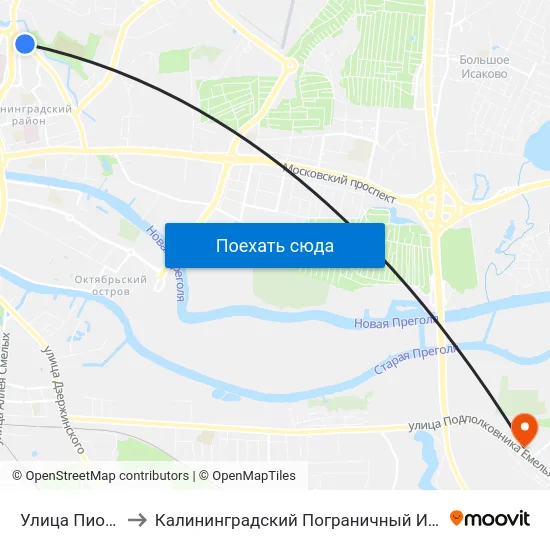 Улица Пионерская to Калининградский Пограничный Институт Фсб России map