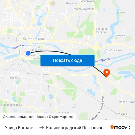 Улица Багратиона (В Центр) to Калининградский Пограничный Институт Фсб России map