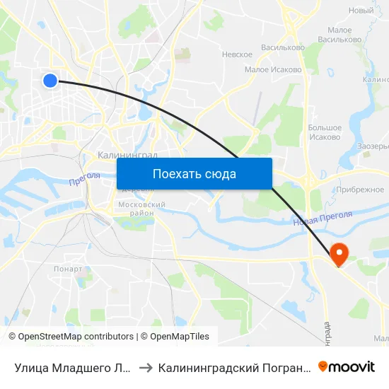 Улица Младшего Лейтенанта Родителева to Калининградский Пограничный Институт Фсб России map