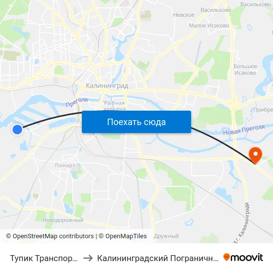 Тупик Транспортный (В Центр) to Калининградский Пограничный Институт Фсб России map