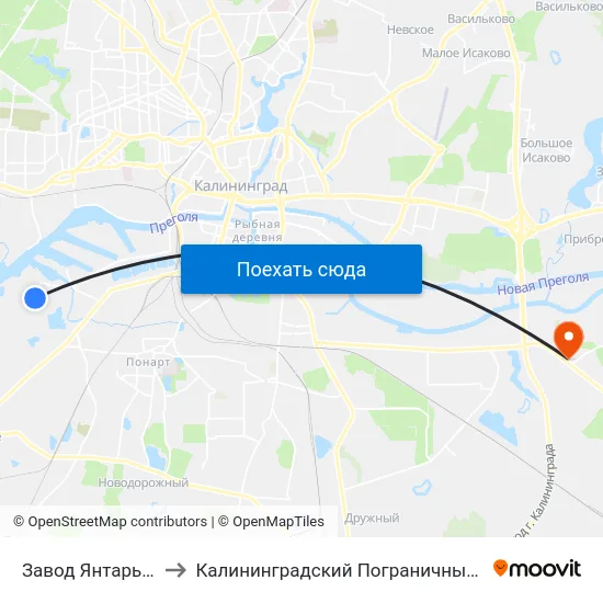 Завод Янтарь (Конечная) to Калининградский Пограничный Институт Фсб России map