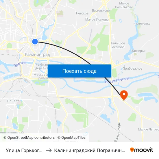 Улица Горького (Из Центра) to Калининградский Пограничный Институт Фсб России map