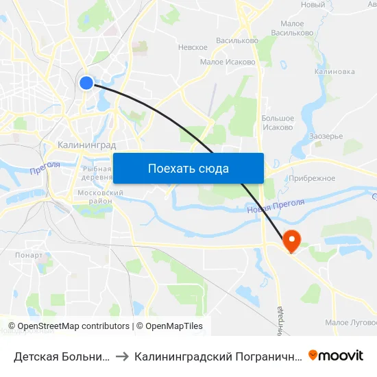Детская Больница (Из Центра) to Калининградский Пограничный Институт Фсб России map