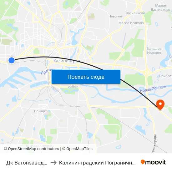 Дк Вагонзавода (Из Центра) to Калининградский Пограничный Институт Фсб России map