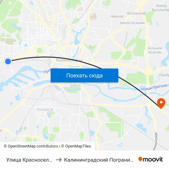Улица Красносельская (Из Центра) to Калининградский Пограничный Институт Фсб России map