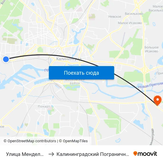Улица Менделеева (В Центр) to Калининградский Пограничный Институт Фсб России map