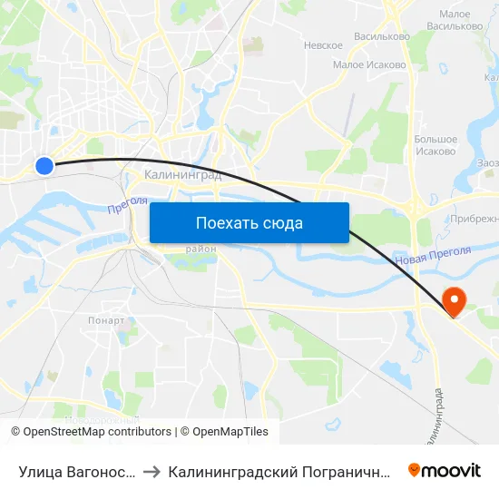 Улица Вагоностроительная to Калининградский Пограничный Институт Фсб России map