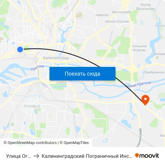 Улица Огарёва to Калининградский Пограничный Институт Фсб России map