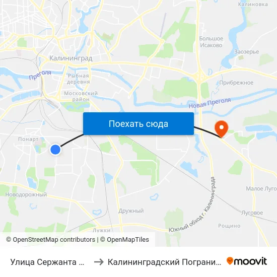 Улица Сержанта Щедина (Из Центра) to Калининградский Пограничный Институт Фсб России map