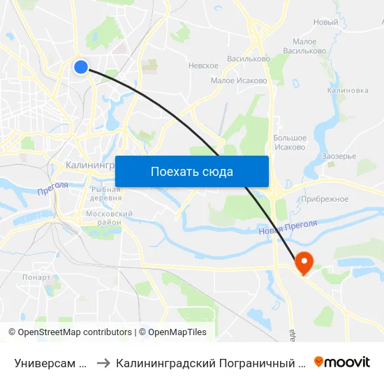 Универсам Северный to Калининградский Пограничный Институт Фсб России map