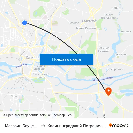 Магазин Бауцентр (Из Центра) to Калининградский Пограничный Институт Фсб России map