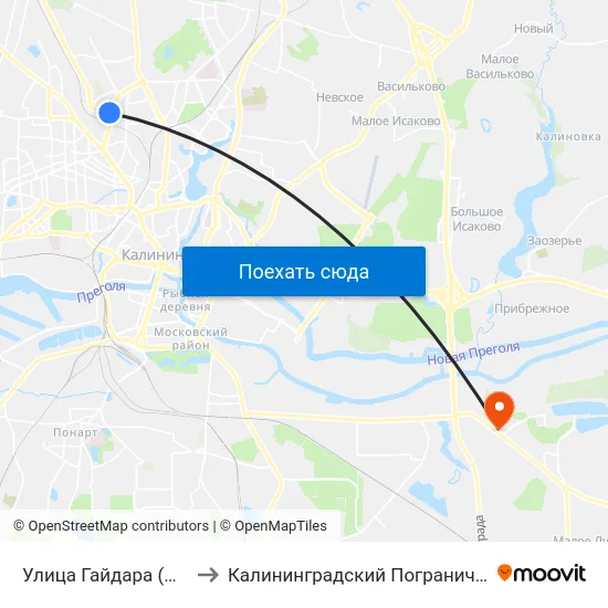 Улица Гайдара (На Ул. Челнокова) to Калининградский Пограничный Институт Фсб России map