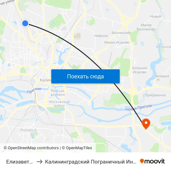 Елизаветинская to Калининградский Пограничный Институт Фсб России map