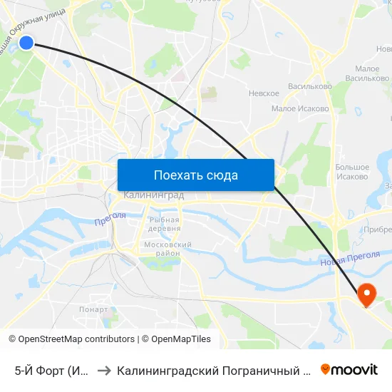 5-Й Форт (Из Центра) to Калининградский Пограничный Институт Фсб России map