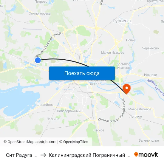 Снт Радуга (В Центр) to Калининградский Пограничный Институт Фсб России map