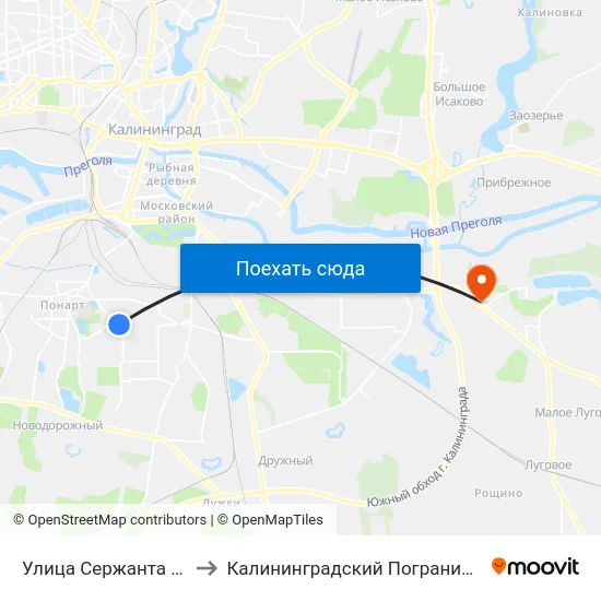 Улица Сержанта Щедина (В Центр) to Калининградский Пограничный Институт Фсб России map