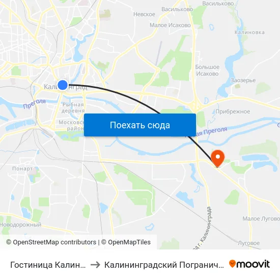Гостиница Калининград (В Центр) to Калининградский Пограничный Институт Фсб России map
