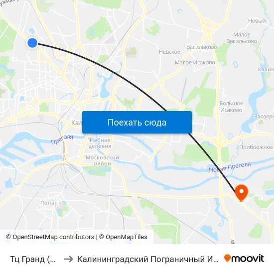 Тц Гранд (В Центр) to Калининградский Пограничный Институт Фсб России map