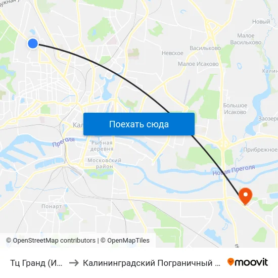 Тц Гранд (Из Центра) to Калининградский Пограничный Институт Фсб России map