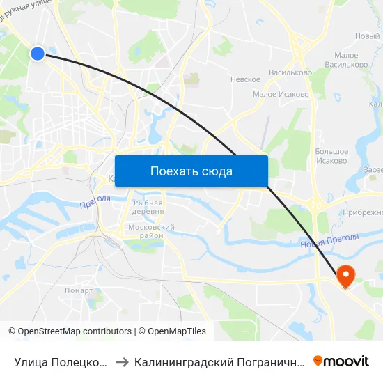 Улица Полецкого (Из Центра) to Калининградский Пограничный Институт Фсб России map