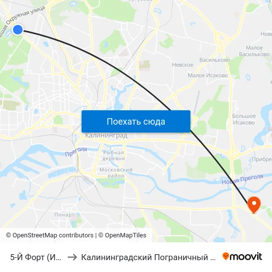 5-Й Форт (Из Центра) to Калининградский Пограничный Институт Фсб России map