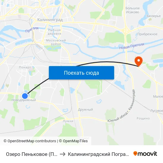 Озеро Пеньковое (По Требованию, В Центр) to Калининградский Пограничный Институт Фсб России map