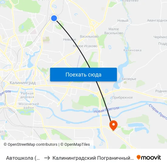 Автошкола (Из Центра) to Калининградский Пограничный Институт Фсб России map