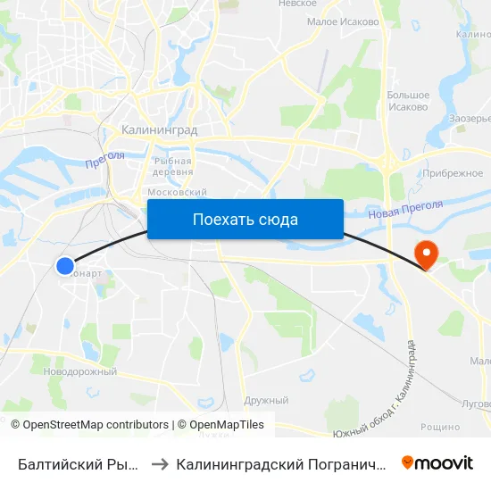 Балтийский Рынок (Из Центра) to Калининградский Пограничный Институт Фсб России map