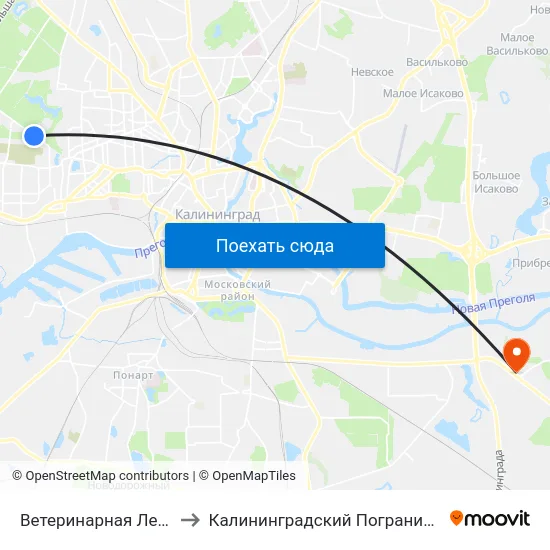 Ветеринарная Лечебница (В Центр) to Калининградский Пограничный Институт Фсб России map