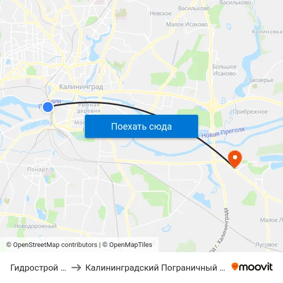 Гидрострой (В Центр) to Калининградский Пограничный Институт Фсб России map