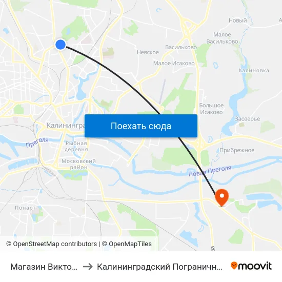 Магазин Виктория (В Центр) to Калининградский Пограничный Институт Фсб России map