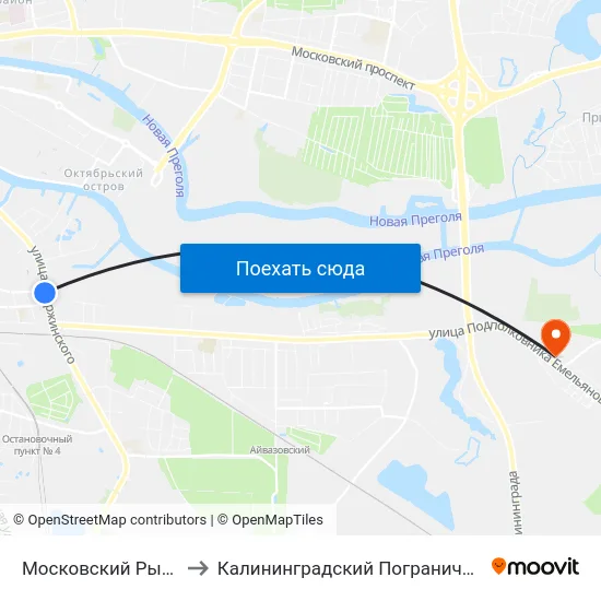 Московский Рынок (Из Центра) to Калининградский Пограничный Институт Фсб России map