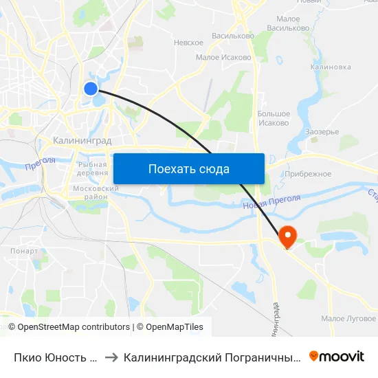 Пкио Юность (Из Центра) to Калининградский Пограничный Институт Фсб России map