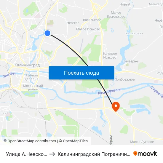 Улица А.Невского (Из Центра) to Калининградский Пограничный Институт Фсб России map