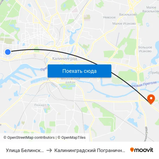 Улица Белинского (В Центр) to Калининградский Пограничный Институт Фсб России map