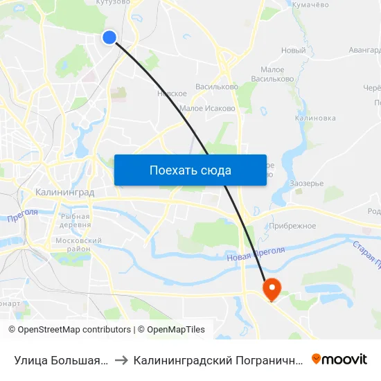 Улица Большая Окружная 3-Я to Калининградский Пограничный Институт Фсб России map
