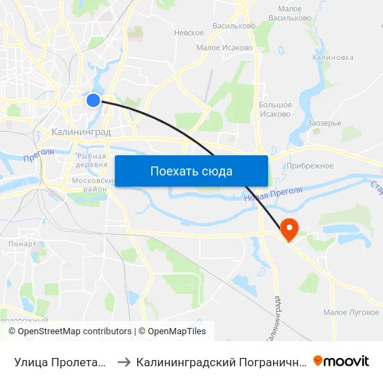 Улица Пролетарская (В Центр) to Калининградский Пограничный Институт Фсб России map