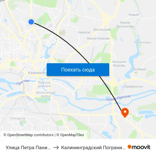 Улица Петра Панина (По Требованию) to Калининградский Пограничный Институт Фсб России map