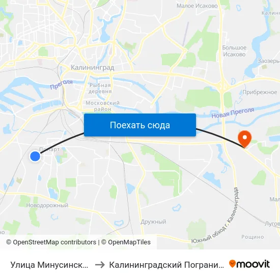 Улица Минусинская (По Требованию) to Калининградский Пограничный Институт Фсб России map