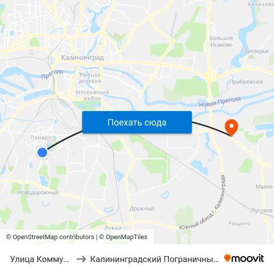 Улица Коммунистическая to Калининградский Пограничный Институт Фсб России map
