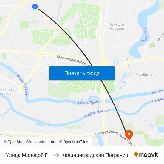 Улица Молодой Гвардии (В Центр) to Калининградский Пограничный Институт Фсб России map