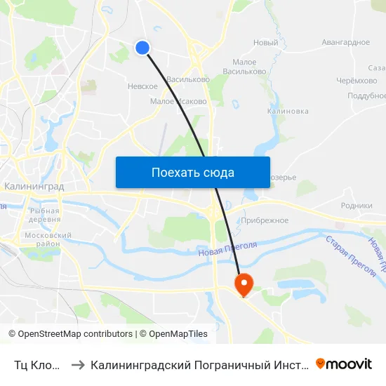 Тц Клондайк to Калининградский Пограничный Институт Фсб России map