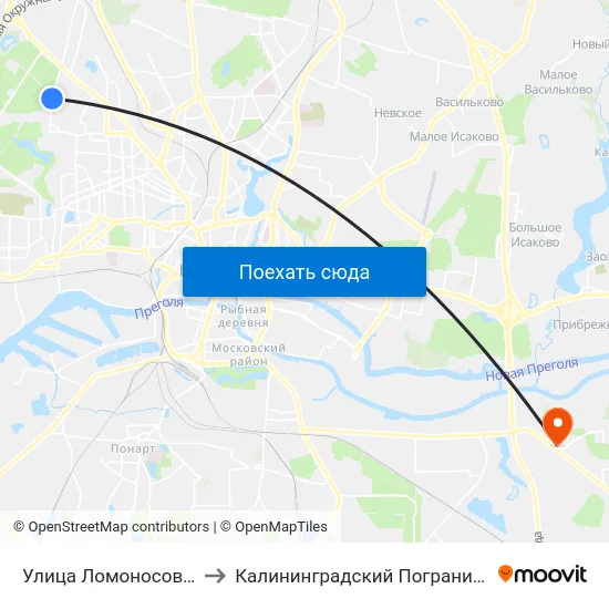 Улица Ломоносова (По Требованию) to Калининградский Пограничный Институт Фсб России map