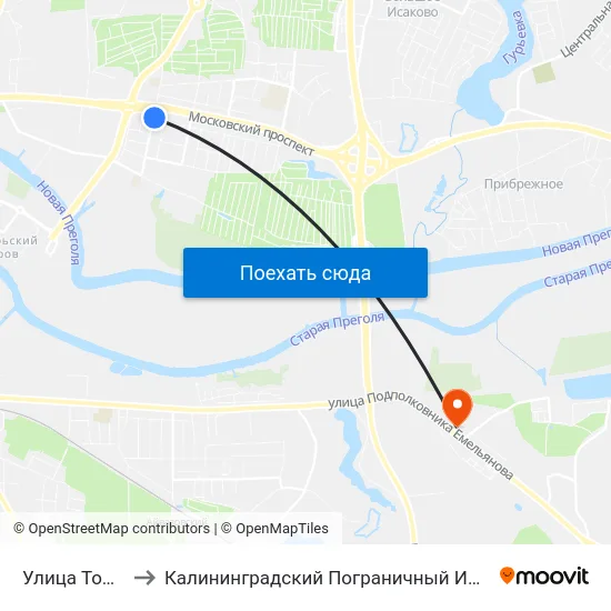 Улица Толбухина to Калининградский Пограничный Институт Фсб России map