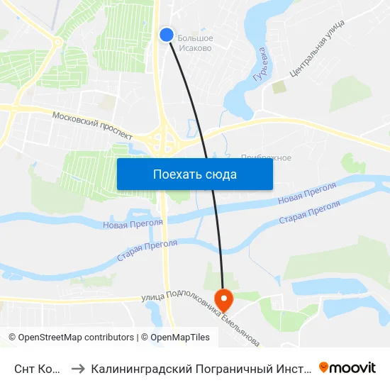 Снт Колосок to Калининградский Пограничный Институт Фсб России map