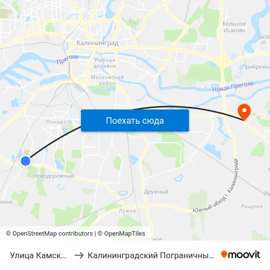 Улица Камская (В Центр) to Калининградский Пограничный Институт Фсб России map